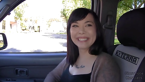 Busty brunette slut is getting fucked by a big cock