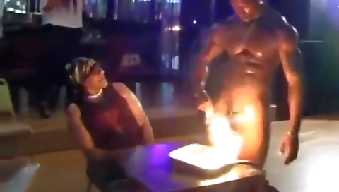 This ebony bitch likes to suck male stripers in a threesome