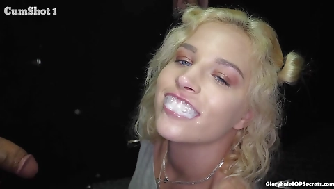 Blonde takes care of her partner and gangbanged partner