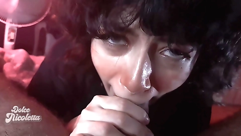 Busty brunette with big ass gets face covered with cum