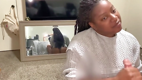 Hot ebony milf is getting fucked in a hot g-string