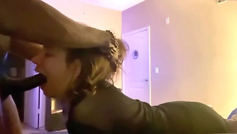 Hot brunette blowjob is filmed in an amateur sex video