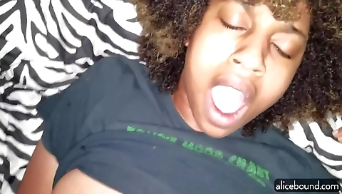 Ebony and black couple in a tattooed and hairy 18+ vid