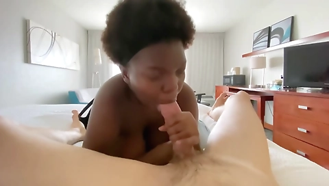 Ebony milf blowjob with big dick in amateur porn clip