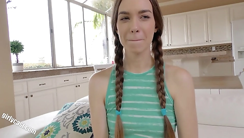 Interracial casting scene with a young girl and a big black dude