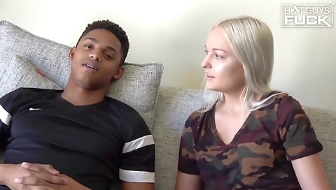 Busty amateur blonde with tattooed tits riding a cock