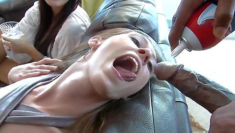 Busty girls get fucked by one another in group sex