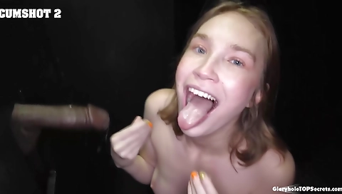 Busty stripper strips down and gets cum in her mouth
