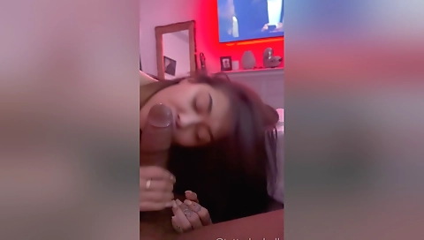 Brunette gets a big black cock in her mouth and pussy