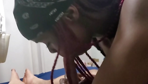 Ebony teen blowjob with deepthroat in amateur video