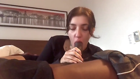 A brunette milf is fucking a horny babe with a nice body