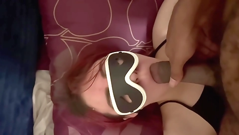 Blonde teen stepsister riding a hard dick with her lips