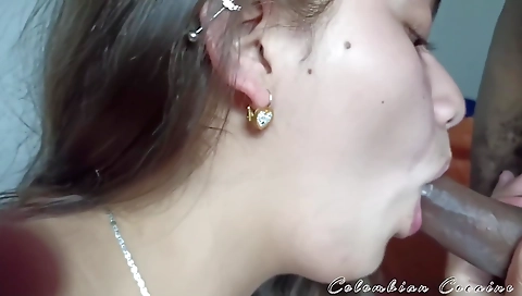 Amateur interracial stepsister eats a hot hot dick