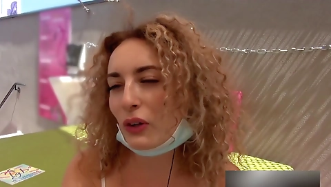 Busty milf and her tattooed stepdaughter fucking in the club