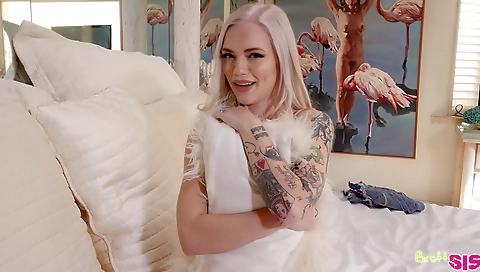 Blonde teen 18+ with a tattooed ass fucked by her stepbrother